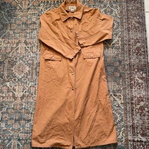 L.L. Bean Vintage Women’s Large Brown Snap Western Duster/Barn/Riding Coat 52”lg